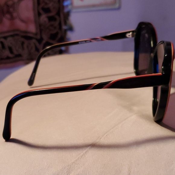 Vintage Paul Michel Overdized Cats Eye Sunglasses Black Peach Tan Sterling Optic - Picture 5 of 11